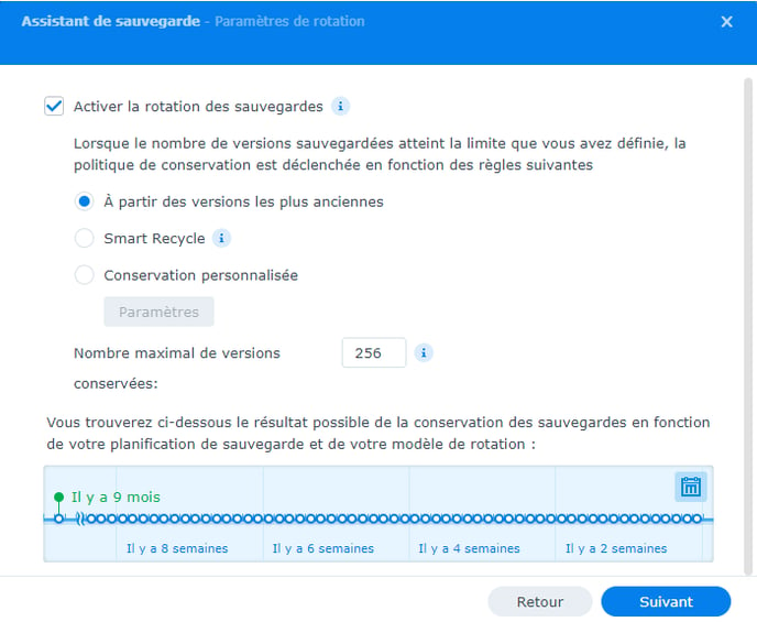 parametre rotation des sauvegardes