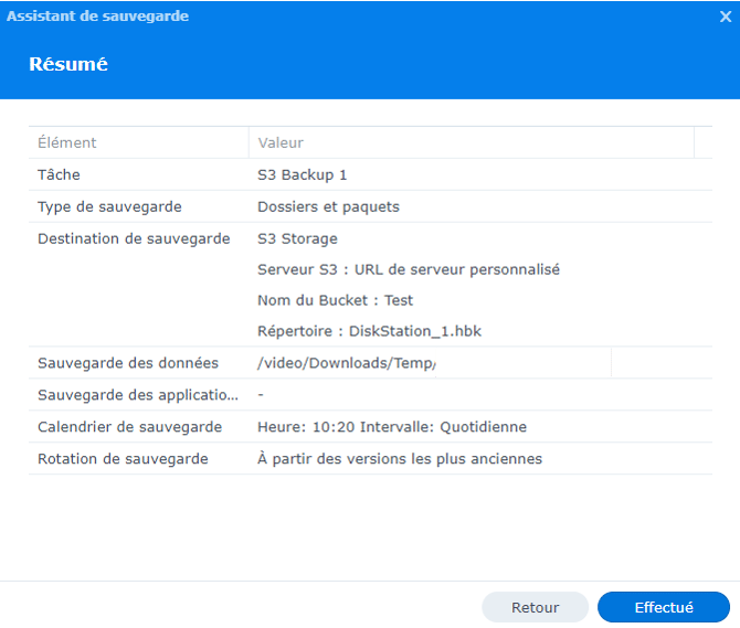 résumé job backup